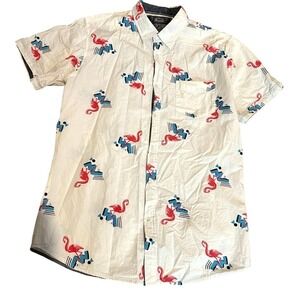 Broken Threads Flamingo Print Button-Down Shirt – Size XL Miami Vice Vibes